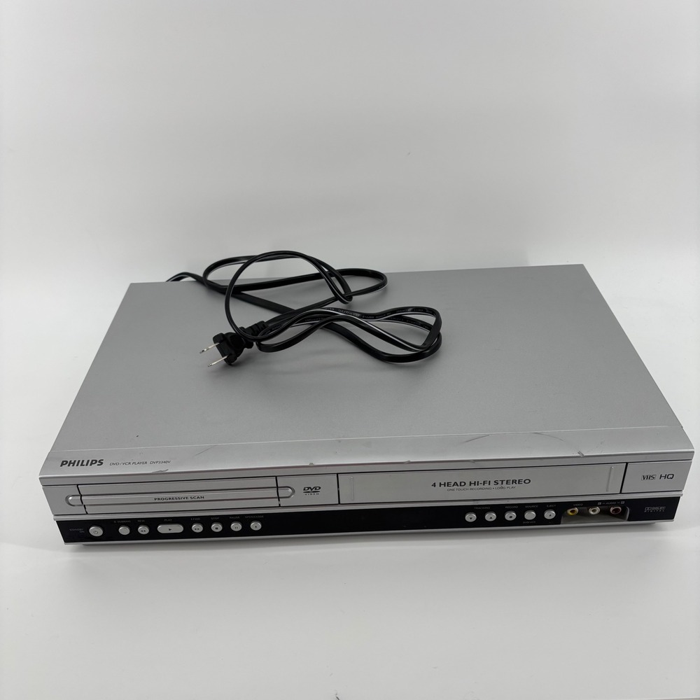 Philips DVD VCR Player One Size Silver DVP3340V 4 Head Hi-Fi Stereo Works Great